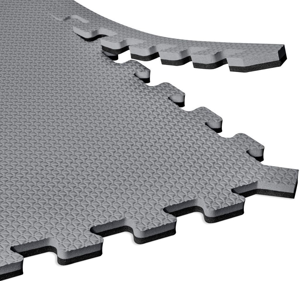 Norsk Dual-Sided Reversible 1/2" Foam Exercise Mats for Home Gym - Interlocking EVA Foam Tiles
