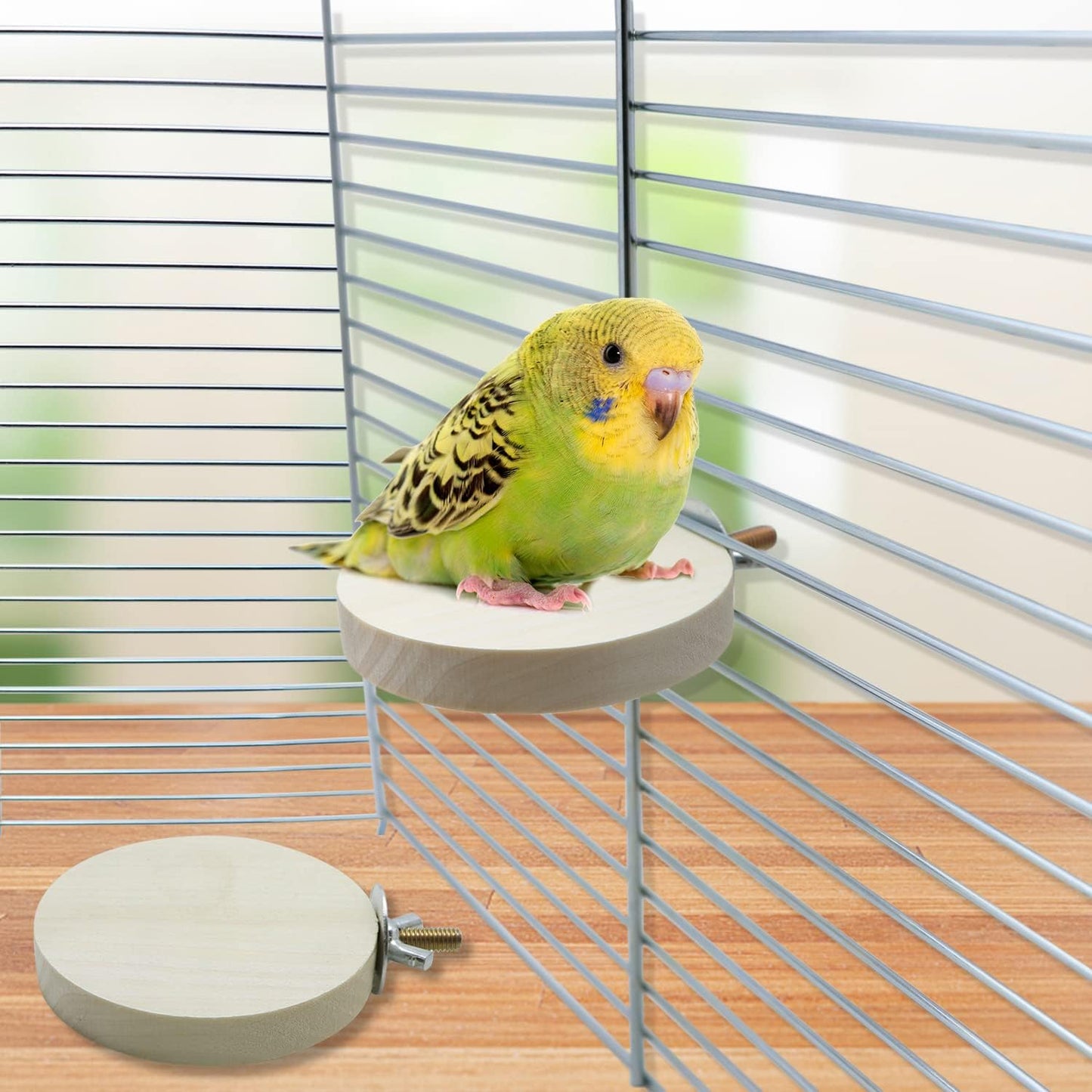 2 Pieces Bird Perch Platform Wooden Stand Toy for Small Bird Parrot Parakeet Cockatiel Budgie Lovebirds Conures Finches Rat Cage Accessories