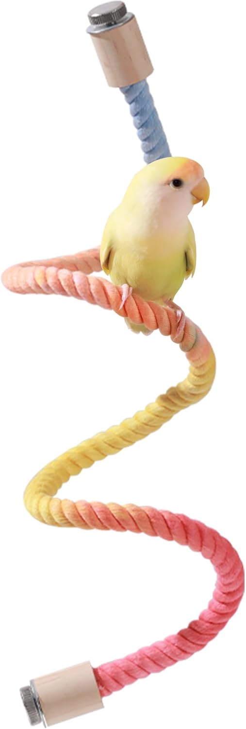 Multi-Color Rope Bird Perch Toys for Parrot Cage Stand, Climbing Swing Accessories for Cockatiel, Parakeets, Budgies, Lovebirds, Conures, Finches - 31.5 inch