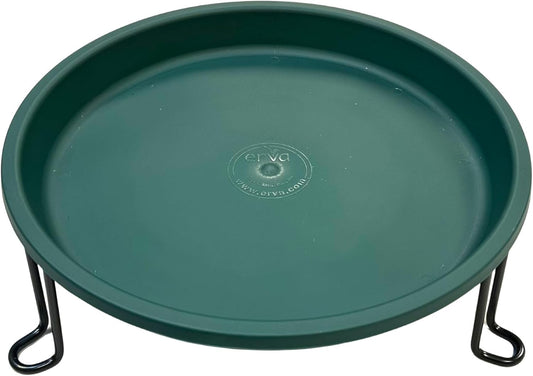 Ground Level Bird Bath - Floor Standing Bird Bath for Patio, Garden, or Deck - Black Steel Wire with Green Dish - Made in USA - Erva BA5SL