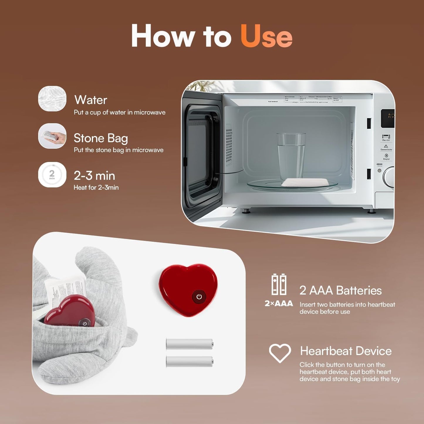 ALL FOR PAWS Heartbeat Cat Plush Toy – Calming Kitten Companion with Realistic Heartbeat, Anxiety Relief for Indoor Cats Dogs Pets