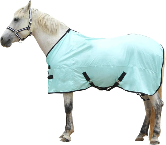 Horse Fly Sheet, Standard Neck Comfy Mesh Fly Sheet for Horses, Equine Summer Sheets UV-Protective Green 78
