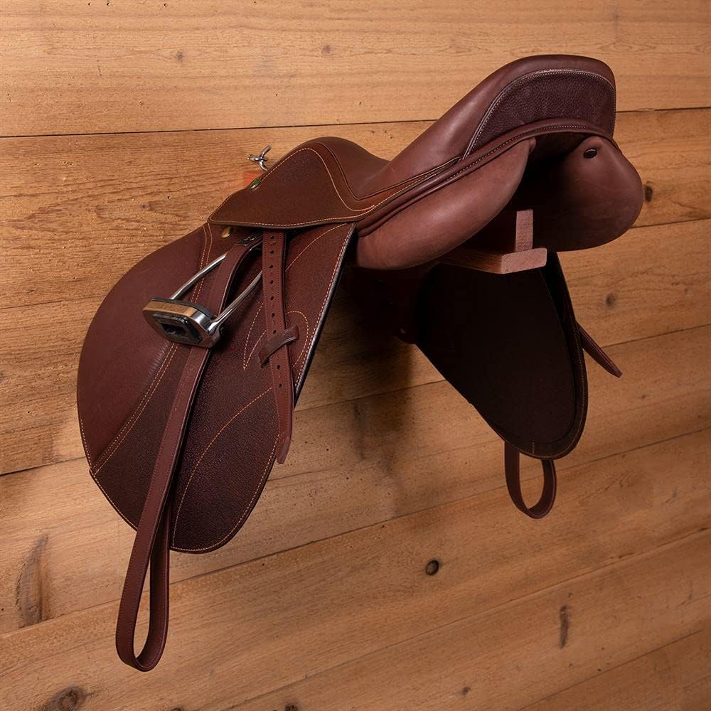 Collapsible Wooden English Saddle Rack | 18" Length | Easy to Mount | Folds Down Not Used | Fits Shorter Skirted Western Horse Saddles | Natural Pine Finish