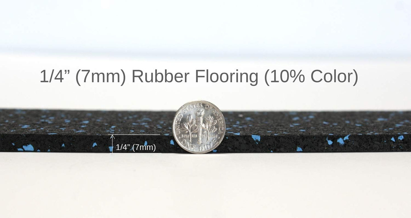 American Floor Mats 1/4in (7mm) Thick 10% Mocha 4' x 14' Heavy Duty Rubber Rolls, Protective Exercise Mats, Home Gym Rubber Flooring