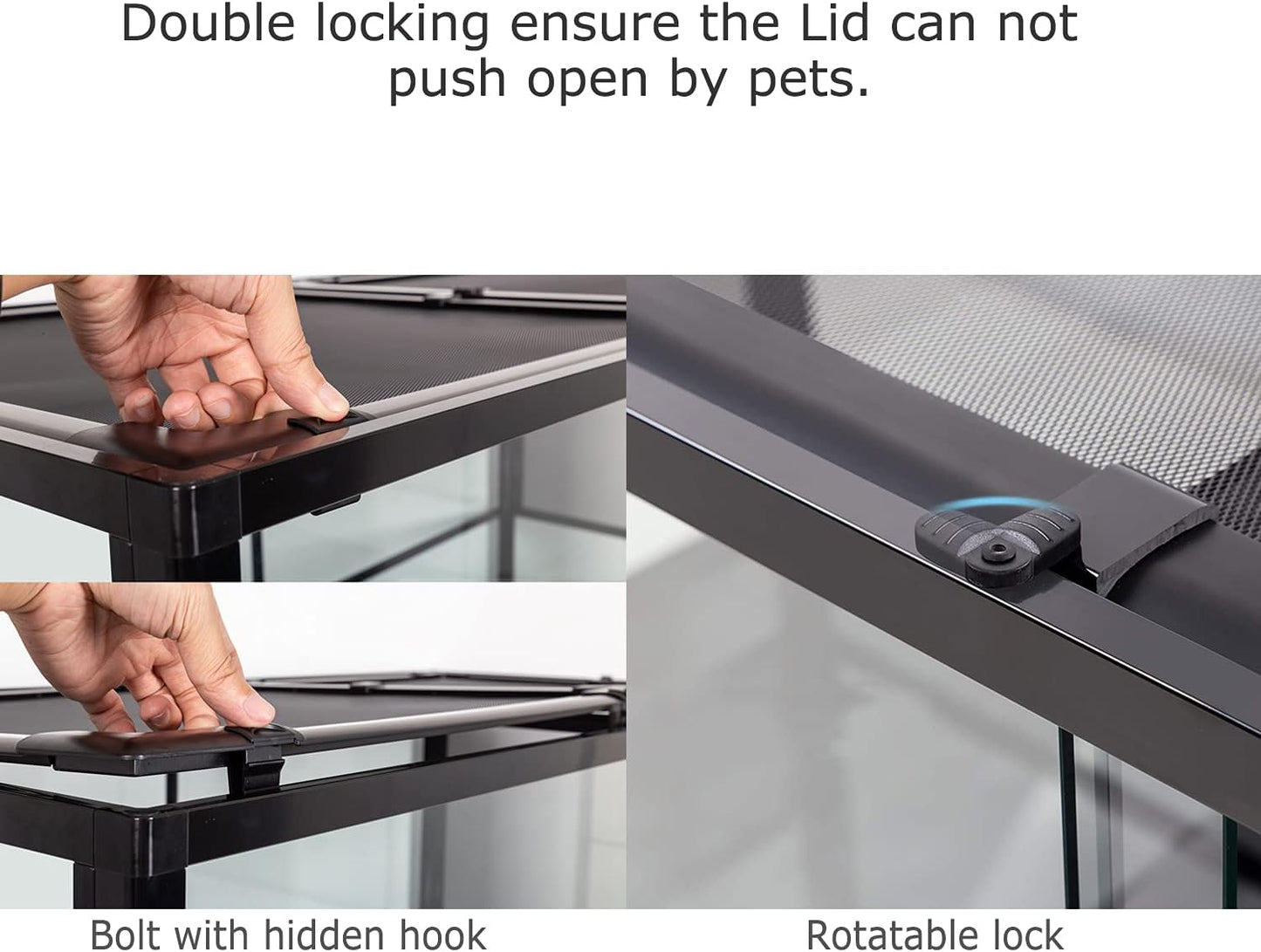 REPTIZOO Large Reptile Terrarium 120 Gallon, Tall & Wide Tempered Glass Reptile Tank 48" x 24" x 24" with Sliding Door Top Screen Ventilation & Anti Escape Lid, Full View