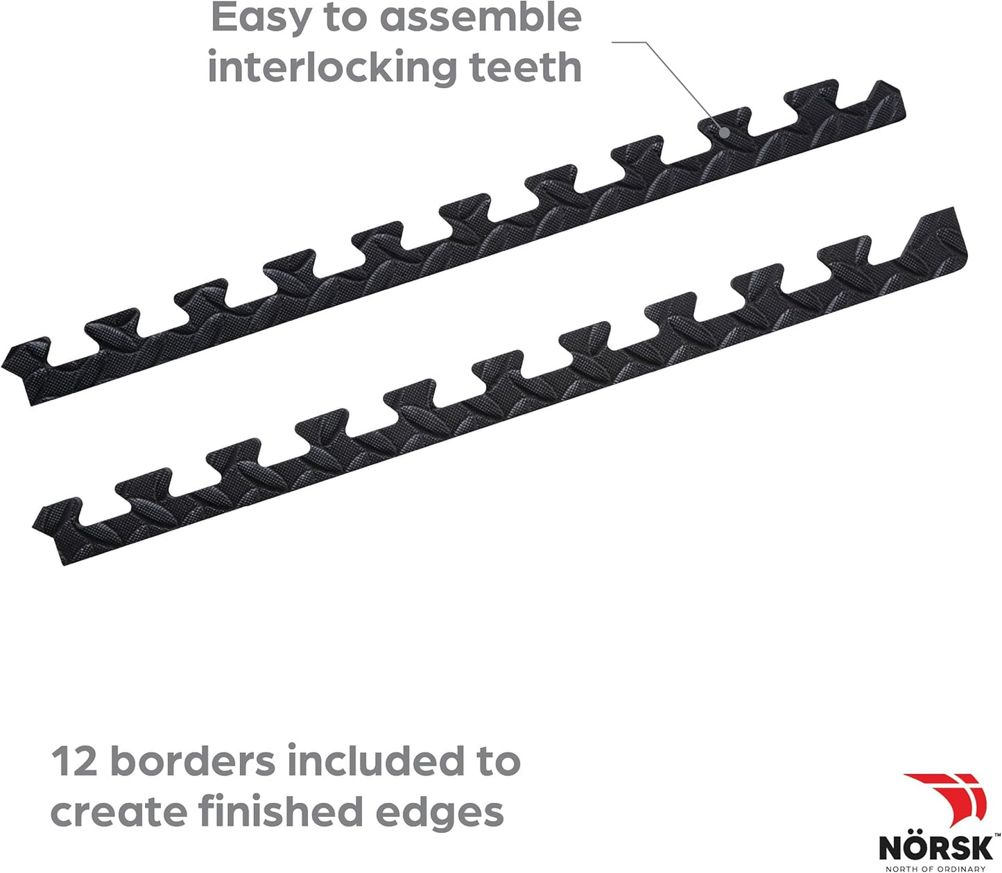 Norsk Foam Floor Gym Mats with Interlocking Tiles, .47" Thick, 24"x24", 42-Pack, 168 Square Feet, Diamond Plate Design, Black