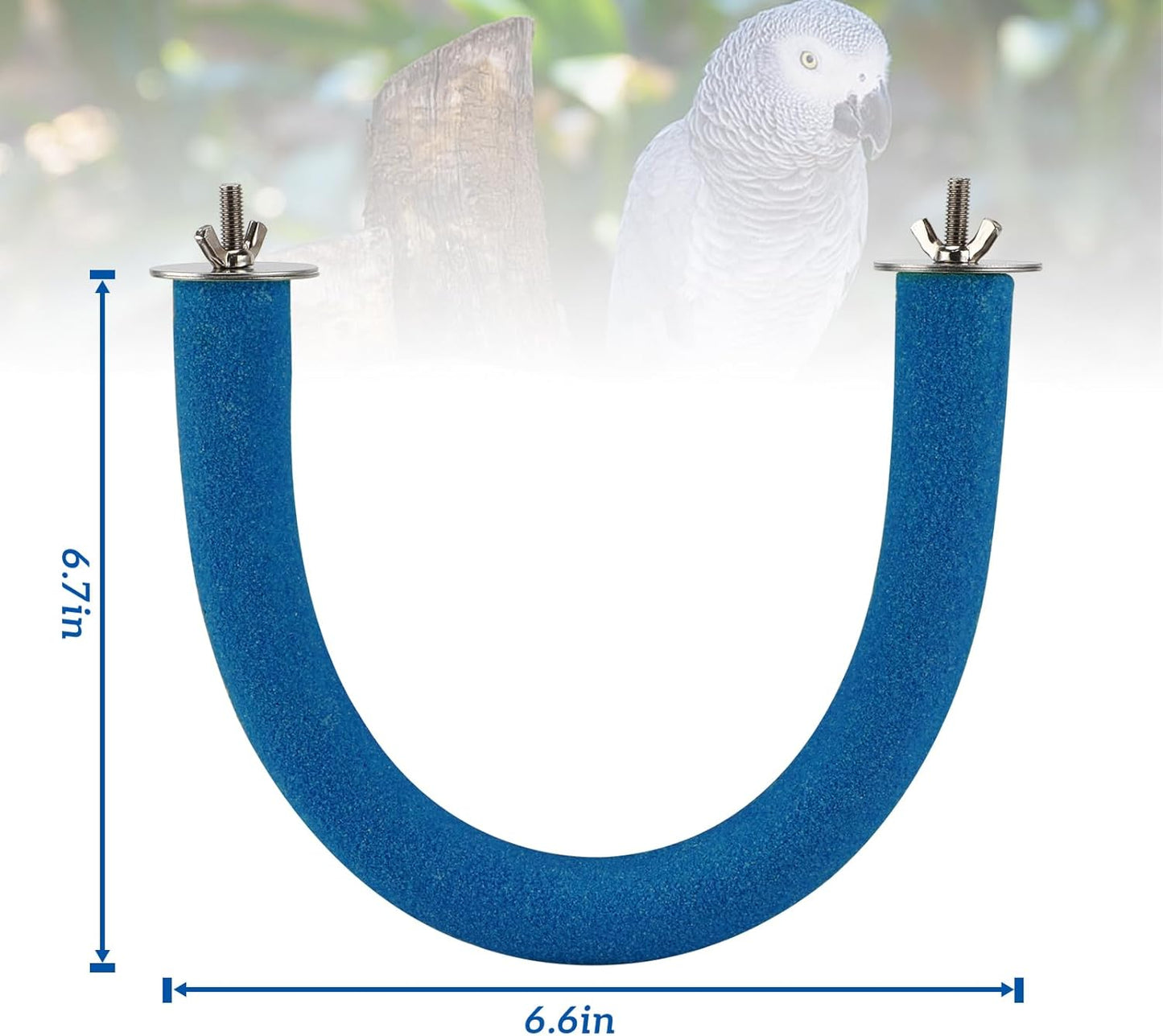 RYPET Parrot Perch Rough-surfaced - Quartz Sands Bird Cage Perches for Medium to Large Bird, U Shape Large