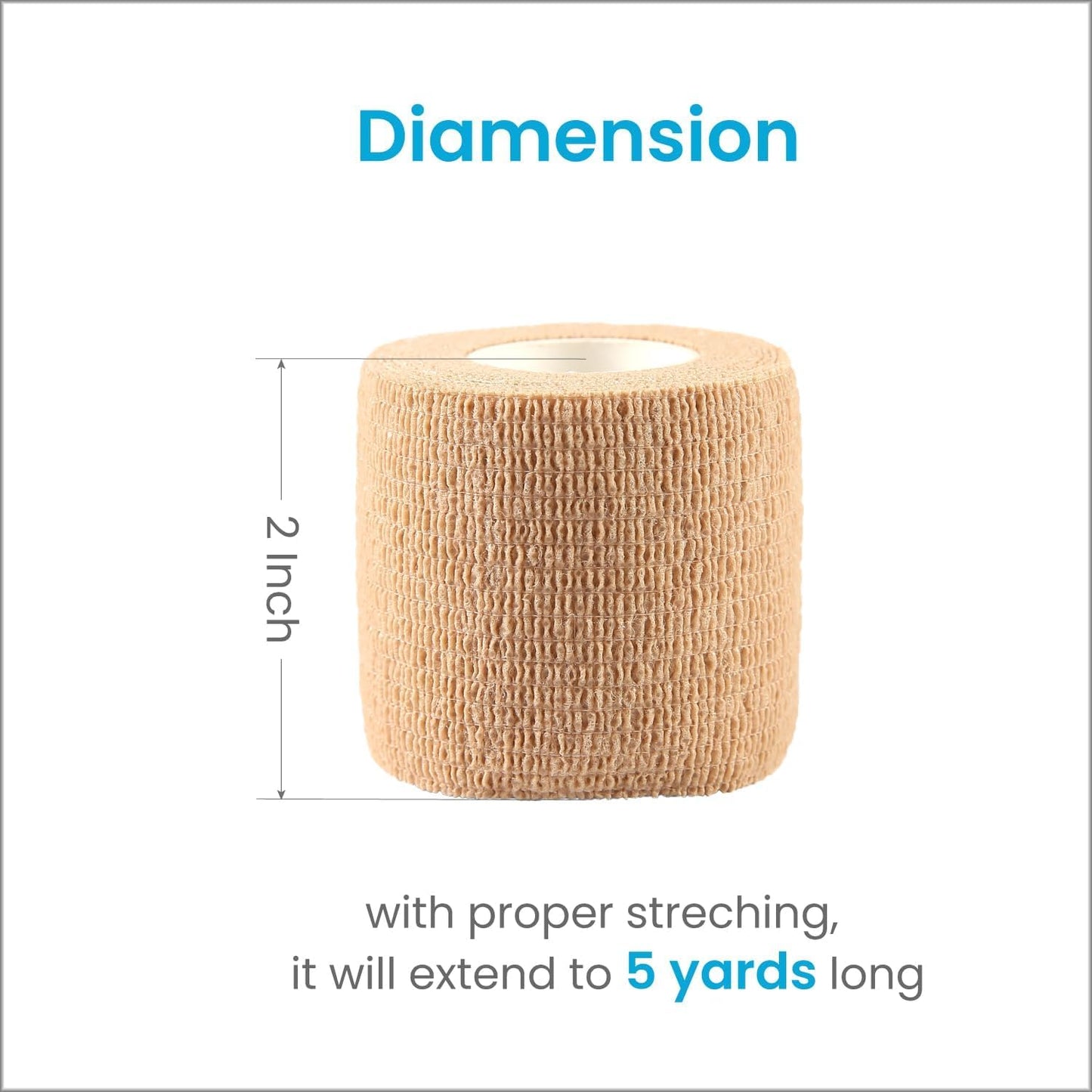 WePet Pet Wrap, Self-Adhesive, Only Sticks to Itself, Non-Woven Tape for Dog Legs, Paws, Wounds, First Aid Cohesive Gauze for Horse, Cat, Bird, Animal, 6 Rolls, 2 Inch, Solid Color