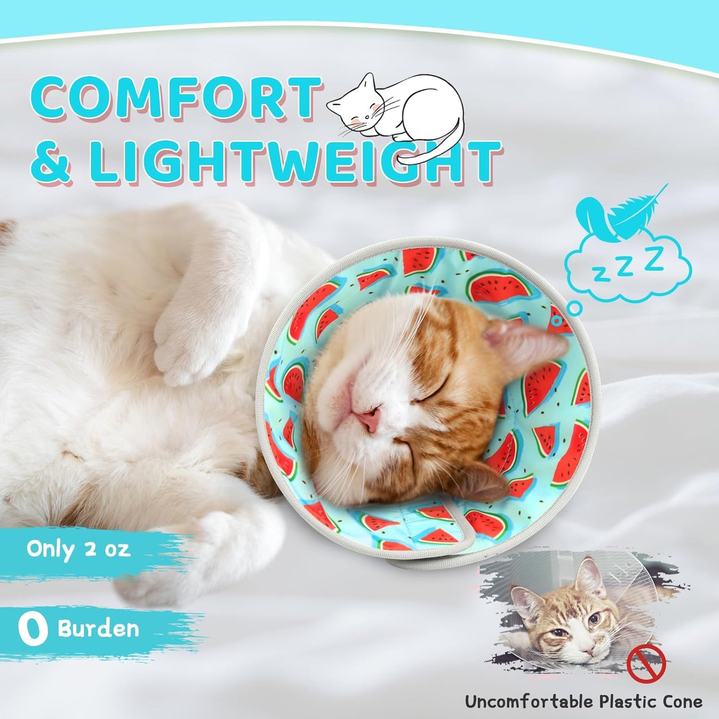 Cat Cone Collar Soft to Stop Licking, Adjustable, Foldable Lightweight Kitten Cones After Surgery Recovery for Cats & Kittens, Cat Cone Alternative (Blue, M)