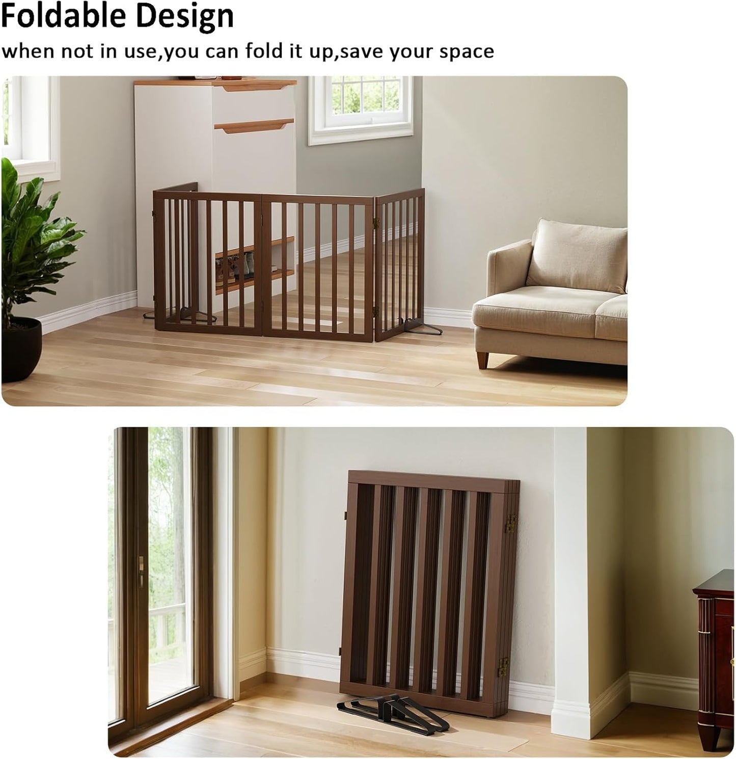 Dog Gate for Stairs,Foldable Dog Gate for Indoor Doorways House,Freestanding Pet Gates for Dogs,Doogie Puppy Fence Gate