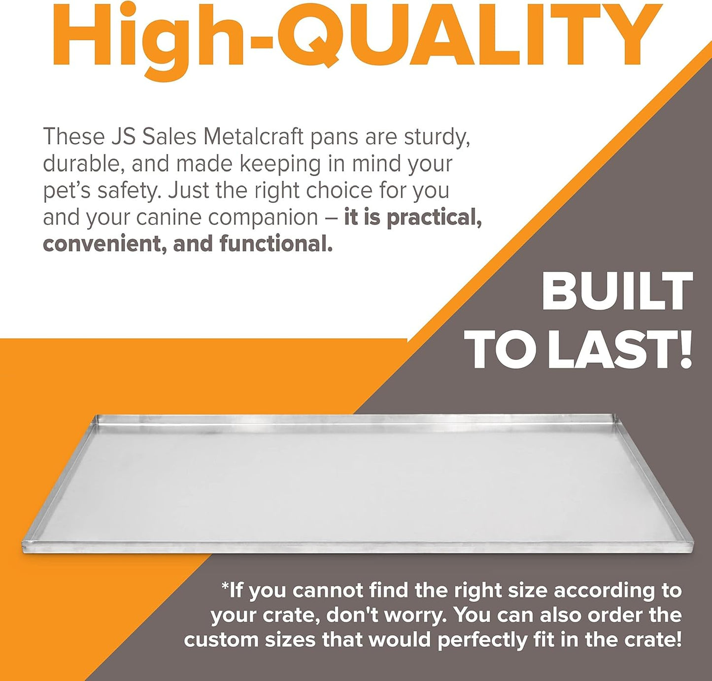 46.5" x 27.5" Metal Replacement Dog Crate Pan Chew Proof Crack Proof Pet Kennel Tray Central Dog Training Crate Pan Pet Supplies, Stainless Steel, 1" H