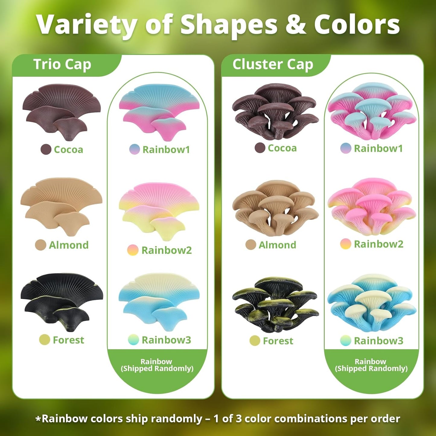 Mushroom Decor for Reptile Tank, Fish Tank, Pet-Safe Bearded Dragon Tank Accessories, Realistic Terrarium Plants for Leopard Geckos, Crested Geckos, Tree Frogs, Snakes (Almond, Cluster Cap)