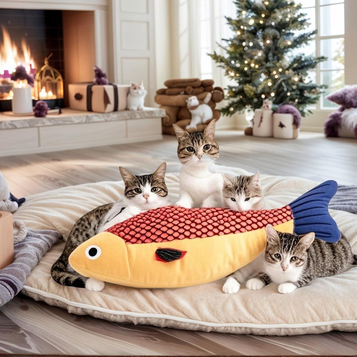 Cat Toys for Bored Indoor Adult Cats - Catnip Toys for Mental Stimulation, Interactive & Durable Kicker Toys for Solo Play, Best for Lazy Or Senior Cats (Yellow)