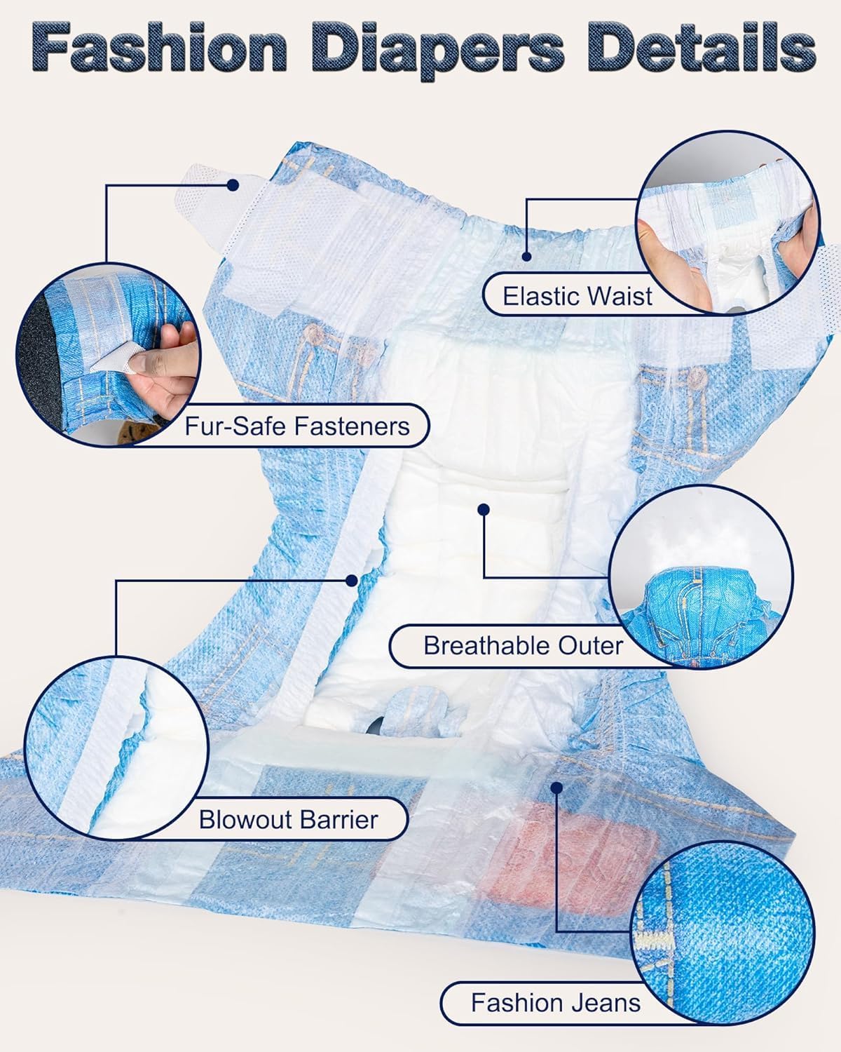 Pet Soft Dog Diapers Female, Disposable Dog Diapers, Cat Diaper for Female Cats, Puppy Diaper 16pcs Medium