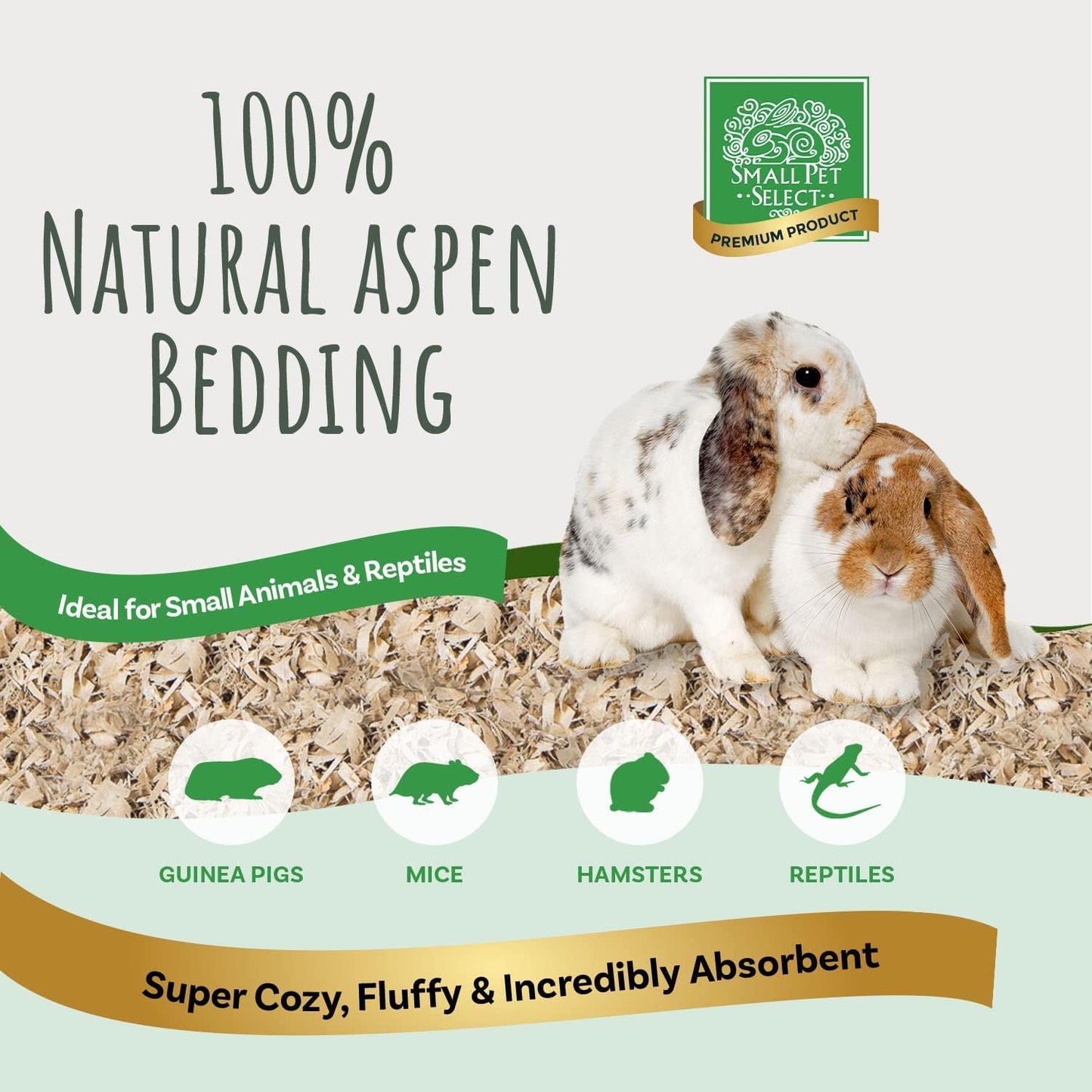 Small Pet Select Premium Natural Aspen Bedding, Animal Bedding for Small Indoor and Outdoor Pets, Made in The USA, Jumbo Size 141 L Pack