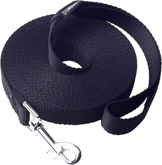 Dog/Puppy Obedience Recall Training Agility Lead - 20ft Long Training Leash，3/4in Wide - Great for Play, Camping, or Backyard (20 Feet, Black)