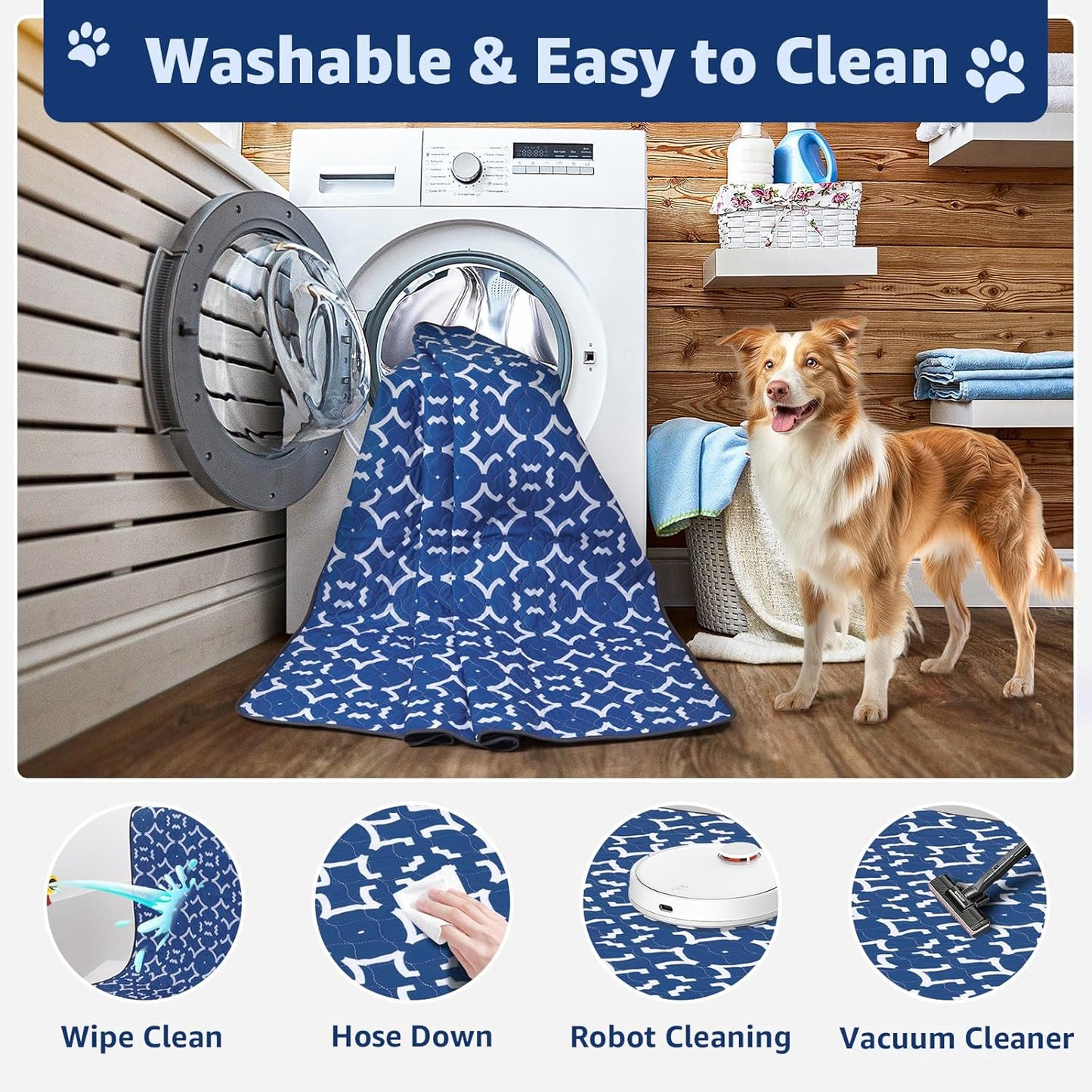 LOOBANI Washable Pee Pads for Dogs: 72"x 72" Extra Large Reusable Puppy Pads,1 Pack Absorbent Whelping Pad Leakproof Dog Playpen Mat, Waterproof Non-Slip Dog Training Pads for Floor, Crate, Potty