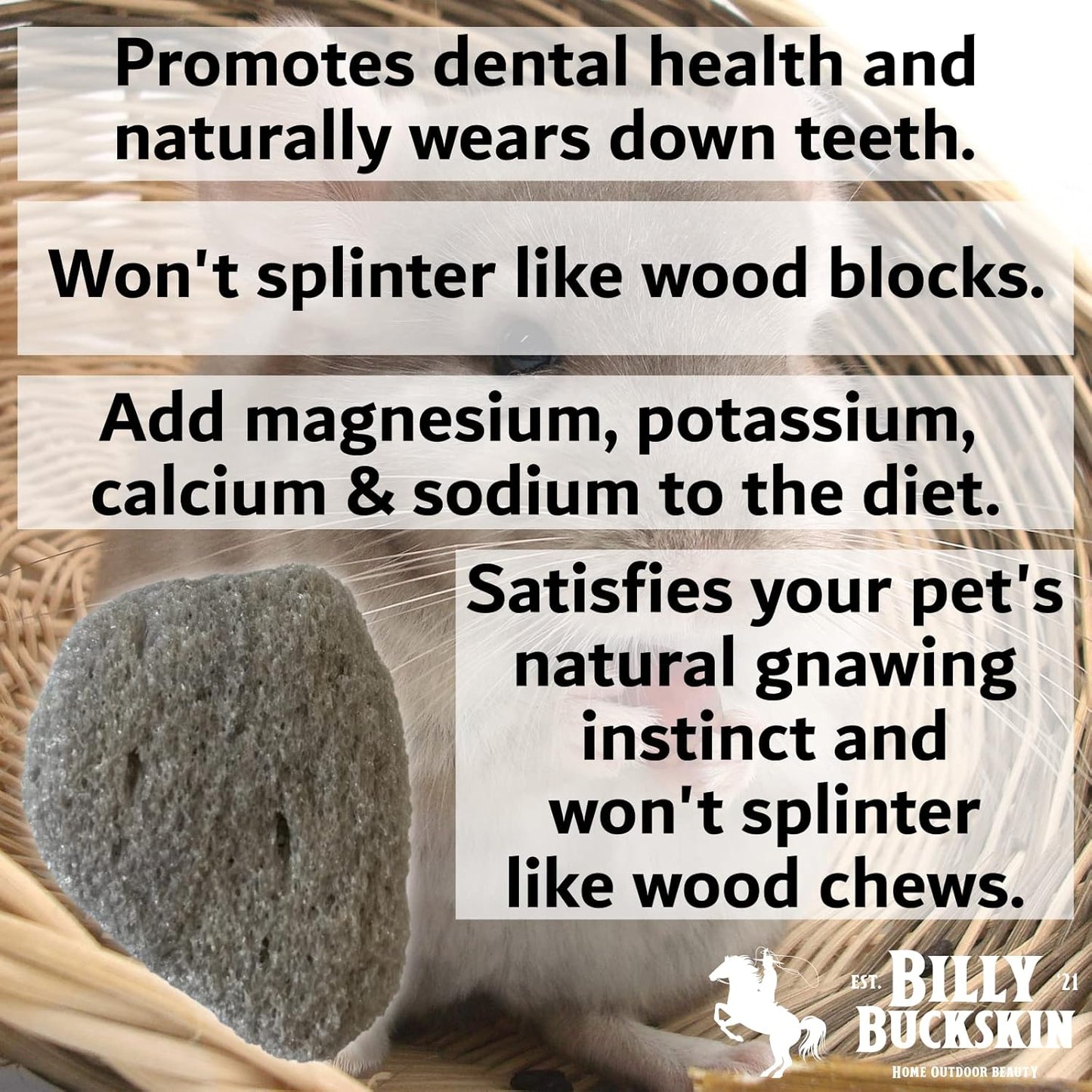 Chew Toys for Chinchilla, Lava Block Toys for Small Pet Animals like Rat, Mice, Bunny, Hamster, Degus, Gerbils, Pumice Blocks, Guinea Pig Toy, Rabbit Chew Toy by Billy Buckskin - Pack of 8