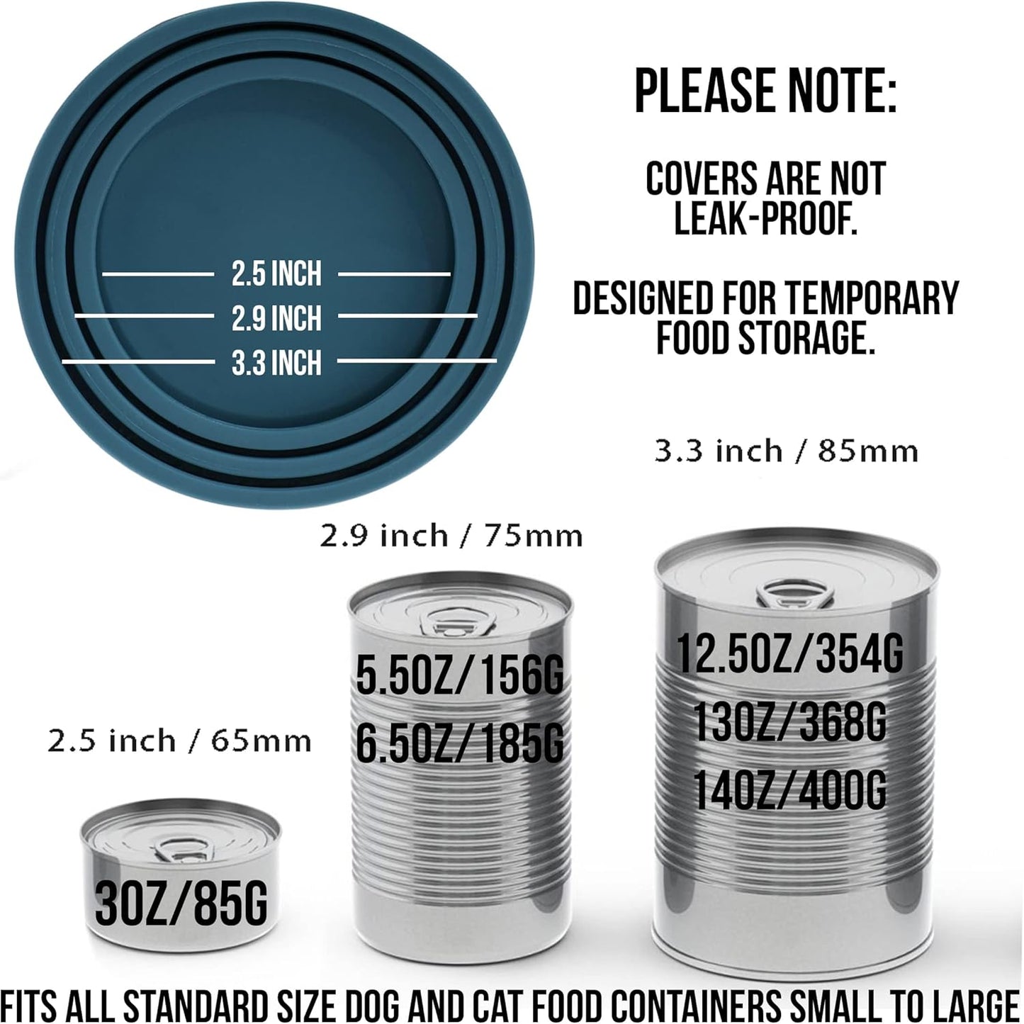 OHMO 2 Pack Dog Food Can Lids, (3,12, 14oz etc.) Universal Size BPA Free Silicone Covers for Cat and Pet Food, Dark Blue