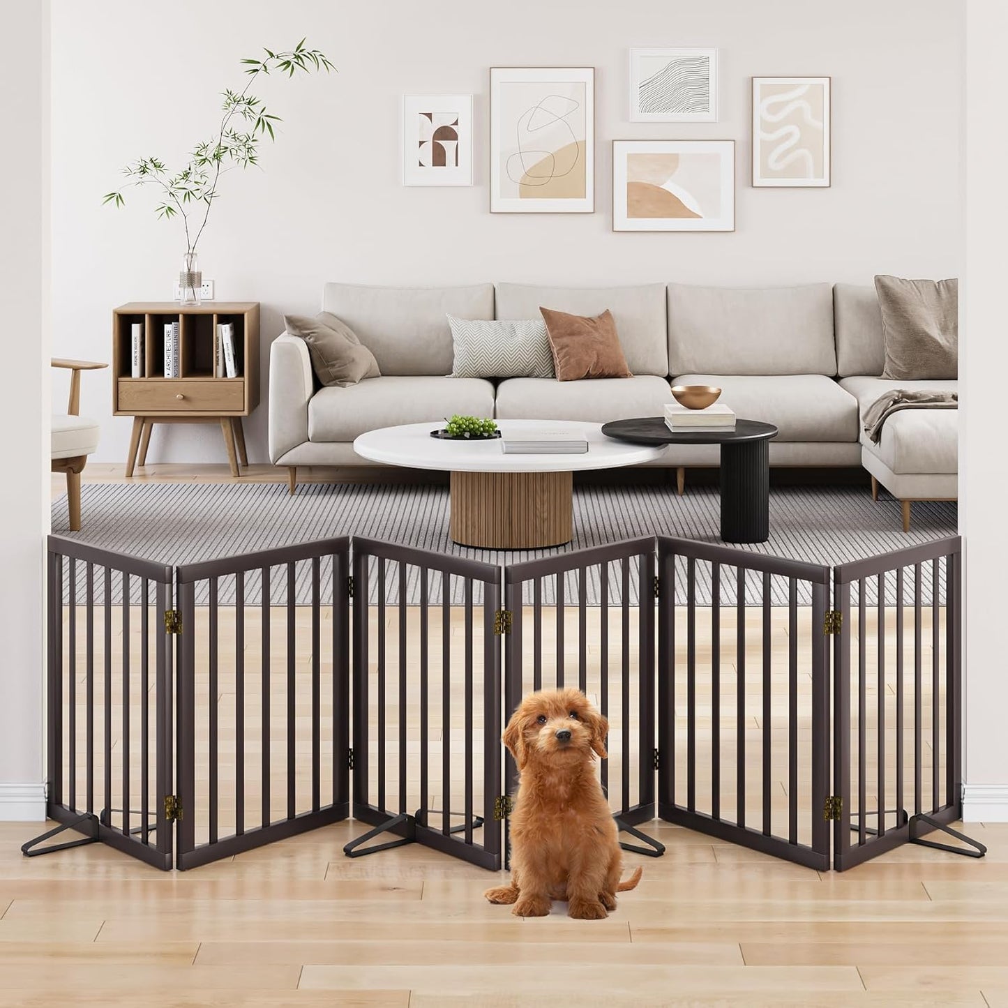 Freestanding Pet Gate 55-110" Extre Wide, Foldable Dog Gate for The Doorways House, Pet Gates for Dogs, Doogie Puppy Fence Gate