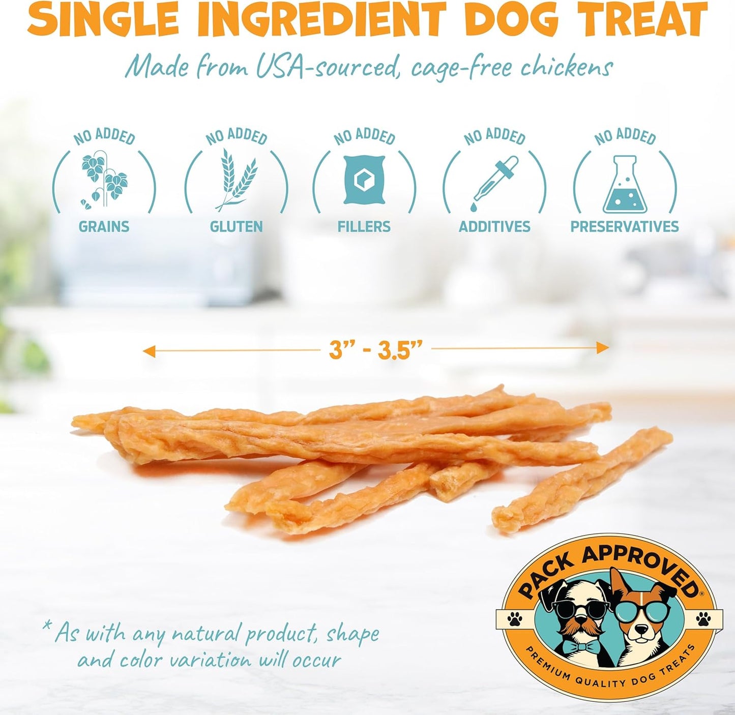 Mini Chicken Sticks for Dogs - Natural, Dehydrated Chicken Jerky Treats, Single Ingredient. Made and Sourced in America - Crunchy Chew Sticks - 3oz