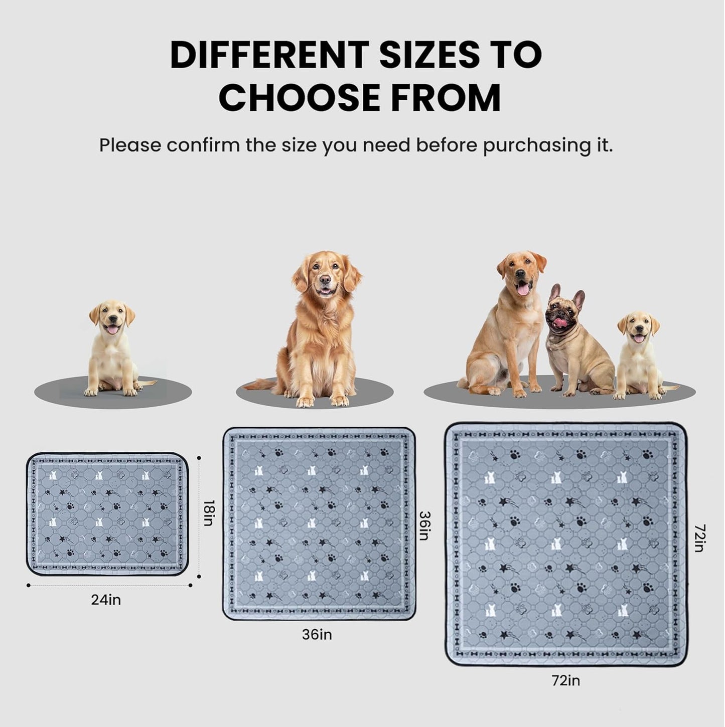 Gardner Pet Washable Dog Pee Pads, 36'' x 36'' Non Slip Dog Mats with Great Urine Absorption, Reusable Puppy Pee Pads for Potty Training, 2 Pack